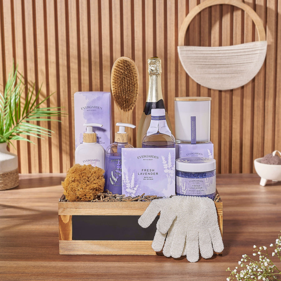 With the Deluxe Lavender & Champagne Spa Gift Set from Los Angeles Baskets - Los Angeles delivery