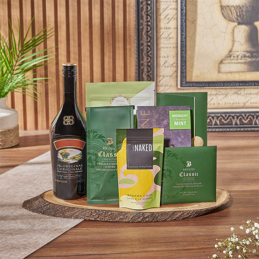 Vodka and Coffee Treats Basket – how the gift is presented