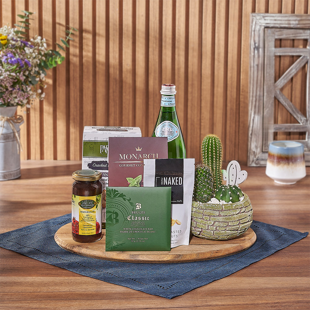 Kosher Cacti and Snacks Basket – how the gift is presented