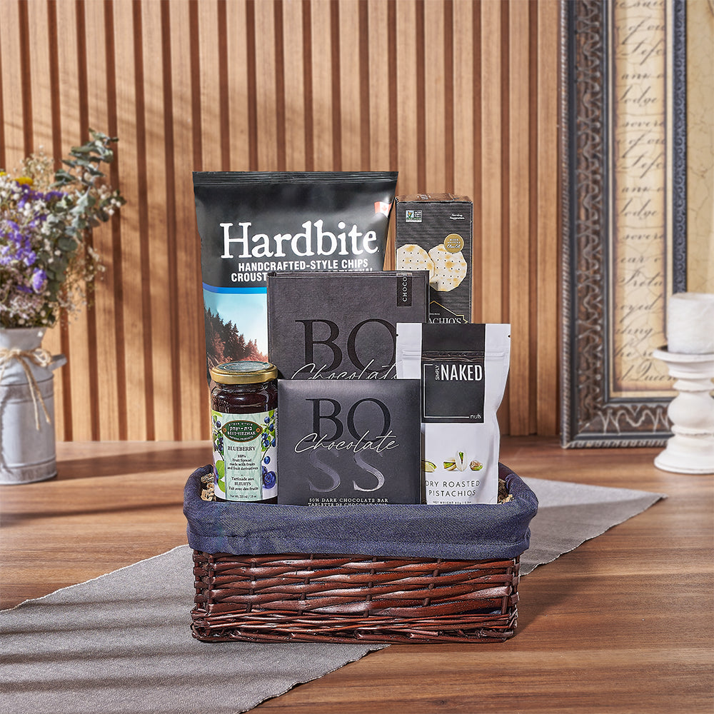 Small Kosher Gourmet Snack Basket for Hanukkah – how the gift is presented