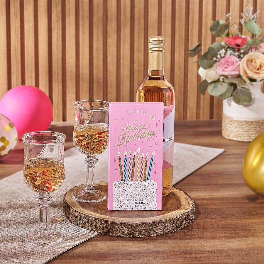 Birthday Bash & Wine Gift, wine gift, wine, birthday gift, birthday, chocolate gift, chocolate, Los Angeles delivery