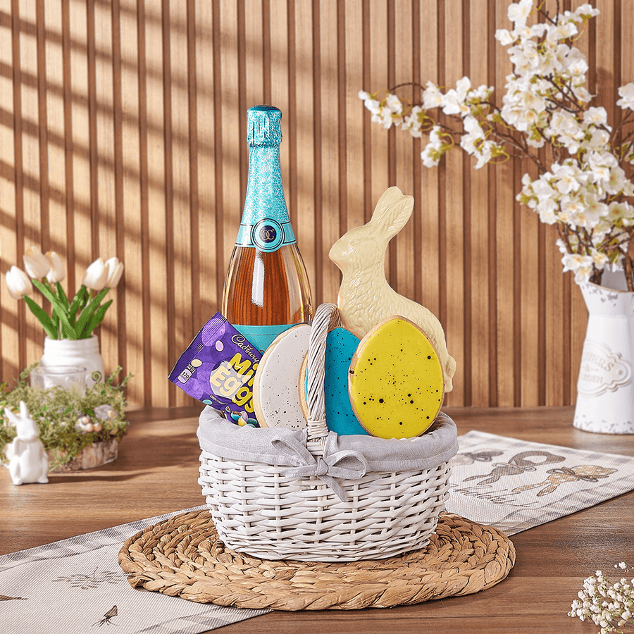 Champagne Easter Basket, easter gift, easter, champagne gift, champagne, sparkling wine gift, sparkling wine, chocolate gift, chocolate, Los Angeles delivery