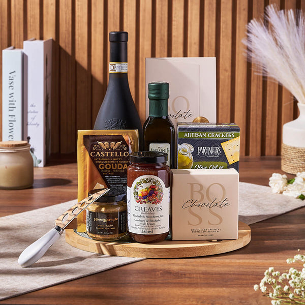 Cheese Board & Wine Gift Set Wine gift baskets Los Angeles delivery