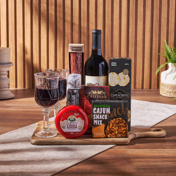 Cheese & Salami Gift Set with Wine Wine gift baskets Los Angeles delivery Los Angeles Baskets