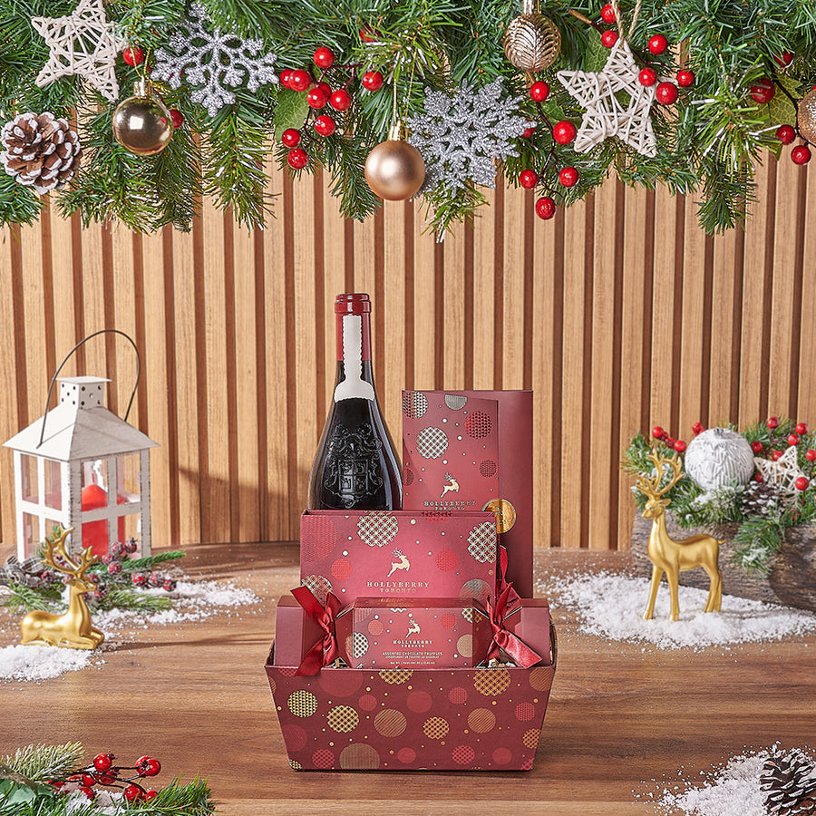 Our Christmas Morning Wine Gift Set, a curated selection of delightful goodies designed for a cozy celebration with friends and loved ones - Los Angeles Delivery
