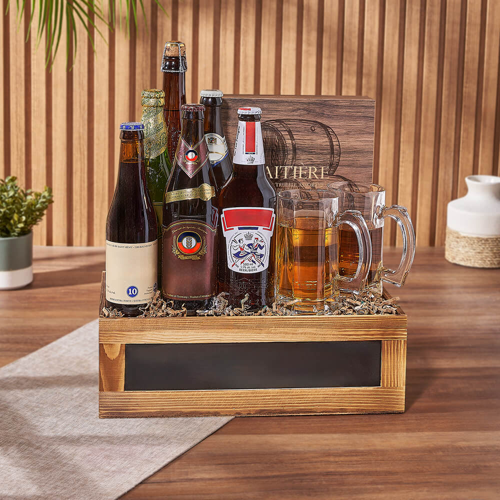 Beer and Laitière Truffle Medium Wooden Gift Crate – how the gift is presented