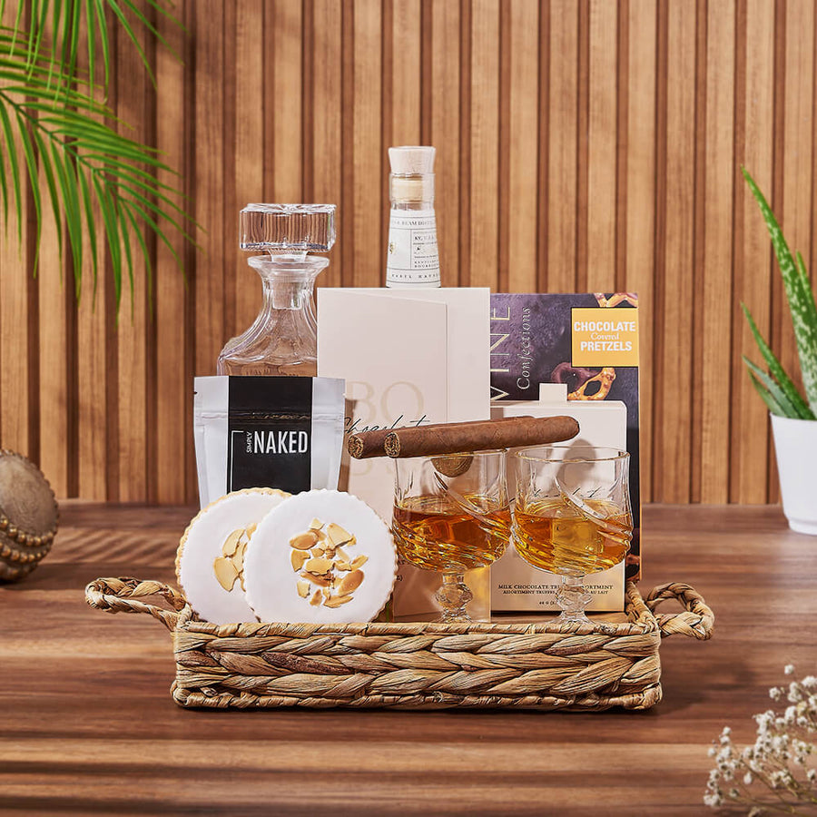 Deluxe Liquor & Decanter Gift Set, liquor gift, liquor, cigar gift, cigar, decanter gift, decanter, Los Angeles delivery