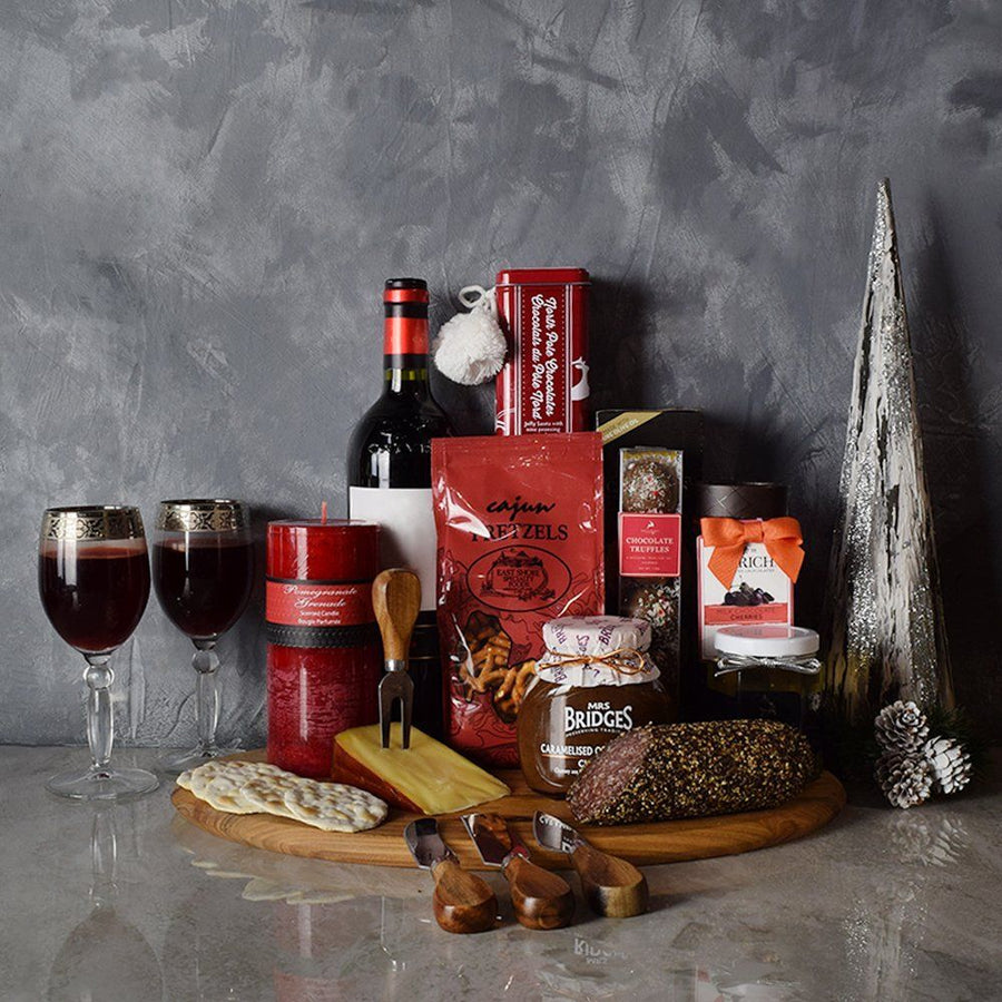 Deluxe Yuletide Wine & Cheese Gift Basket from Los Angeles Baskets - Gourmet Gift Basket - Los Angeles Delivery