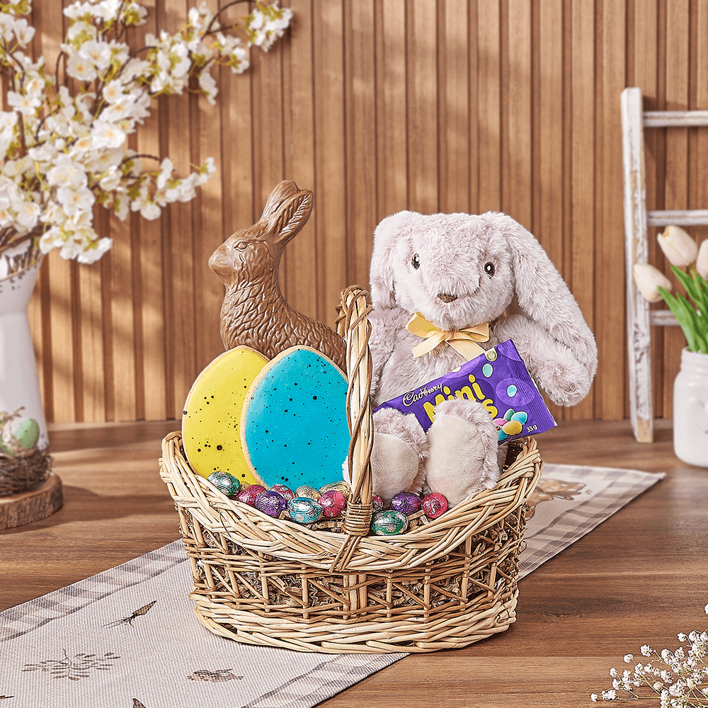 Plush Bunny with Chocolate Easter Basket – how the gift is presented