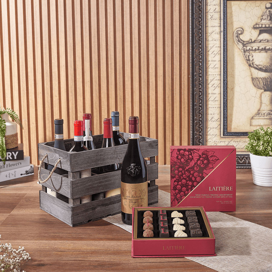 Exceptional Wine Gift Crate - Table Wines, wine gift, wine, chocolate gift, chocolate, luxury gift, luxury, Los Angeles delivery
