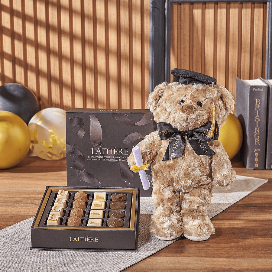 Graduation Bear & Truffle Gift, chocolate gift, chocolate, graduation gift, graduation, plush gift, plush, Los Angeles delivery