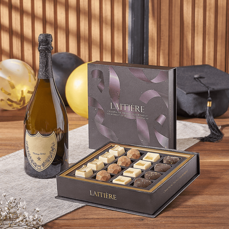 Graduation Champagne & Truffle Gift, graduation gift, graduation, champagne gift, champagne, sparkling wine gift, sparkling wine, chocolate gift, chocolate, Los Angeles delivery