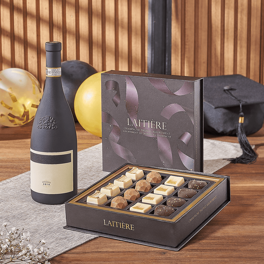 Graduation Wine & Truffle Gift, graduation gift, graduation, wine gift, wine, chocolate gift, chocolate, Los Angeles delivery
