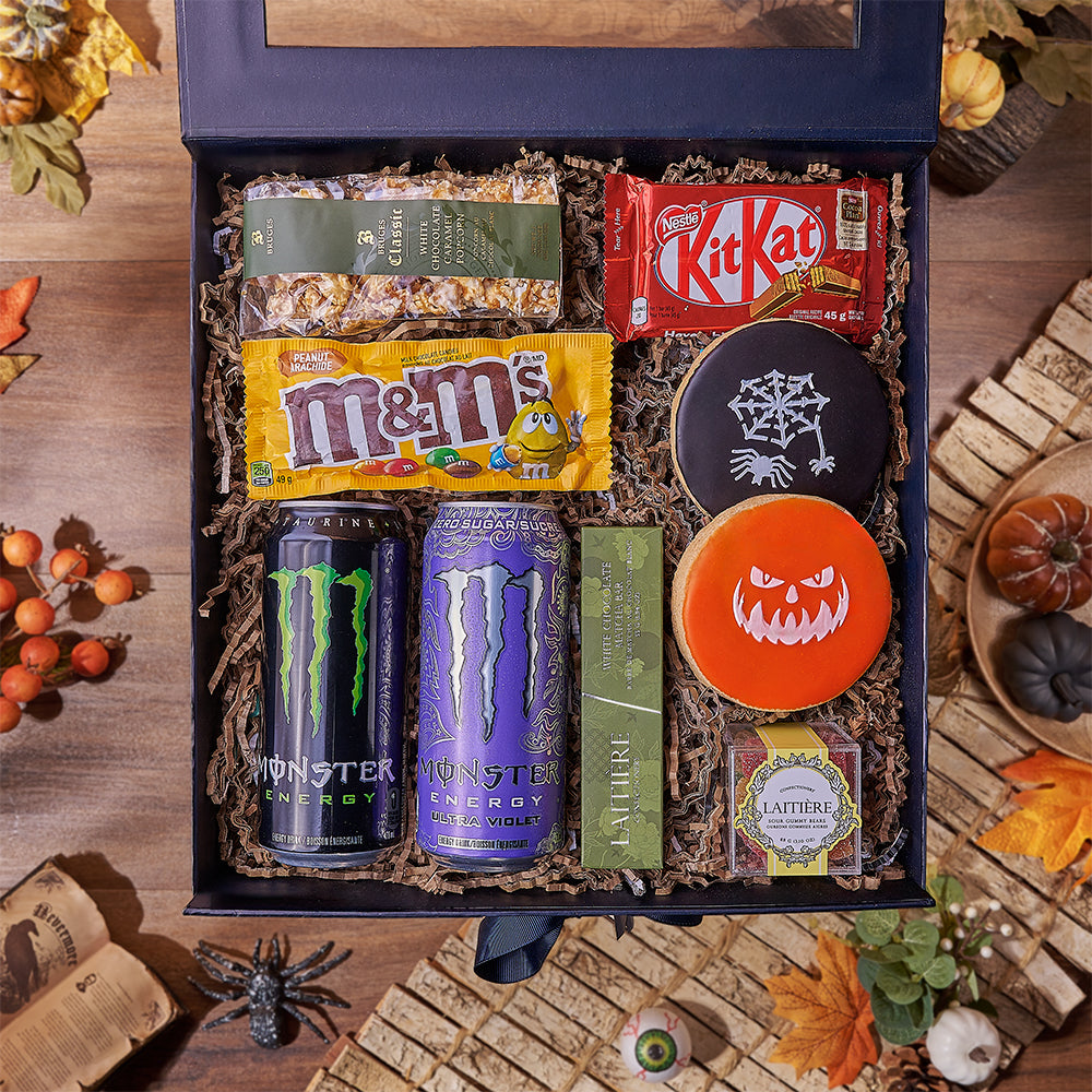 Halloween Energy Drink and Sweets Box – how the gift is presented
