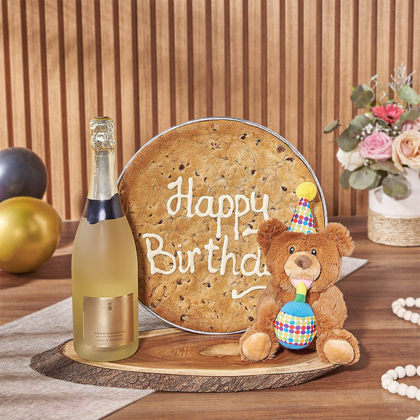 Happy Birthday Cookie & Champagne Gift Set Champagne gift baskets