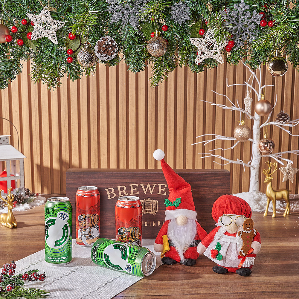 Santa Plush Beer Basket – how the gift is presented