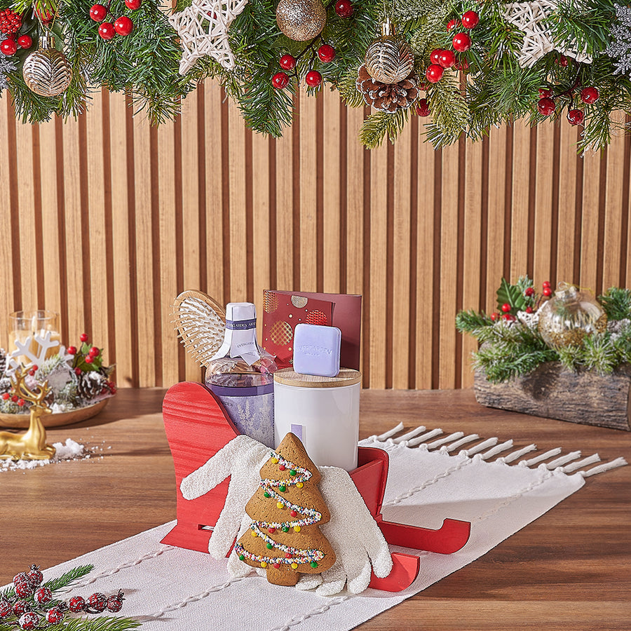 Holiday Spa Gift Sleigh, spa gift, spa, Christmas gift, Christmas, chocolate gift, chocolate, Los Angeles delivery