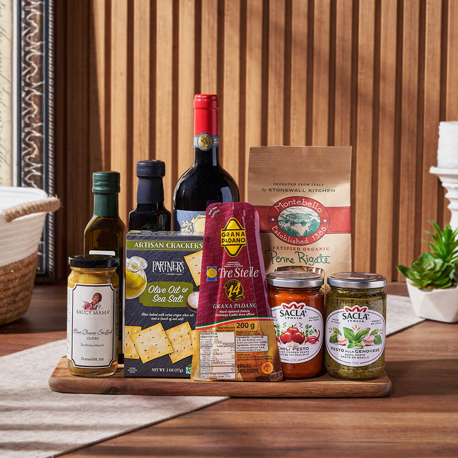 Little Italy Wine Basket, wine gift, wine, pasta gift, pasta, gourmet gift, gourmet, Los Angeles delivery
