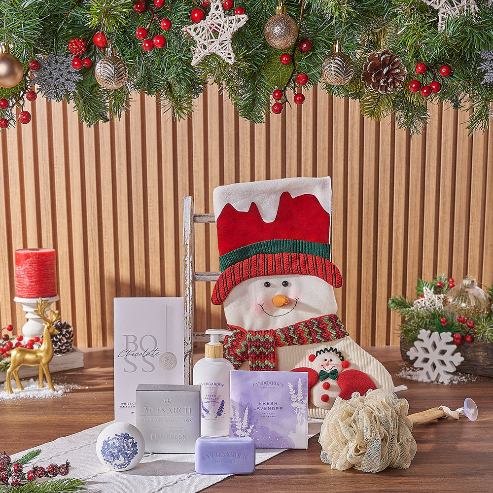 Snowman Lavender Spa Gift Set – how the gift is presented