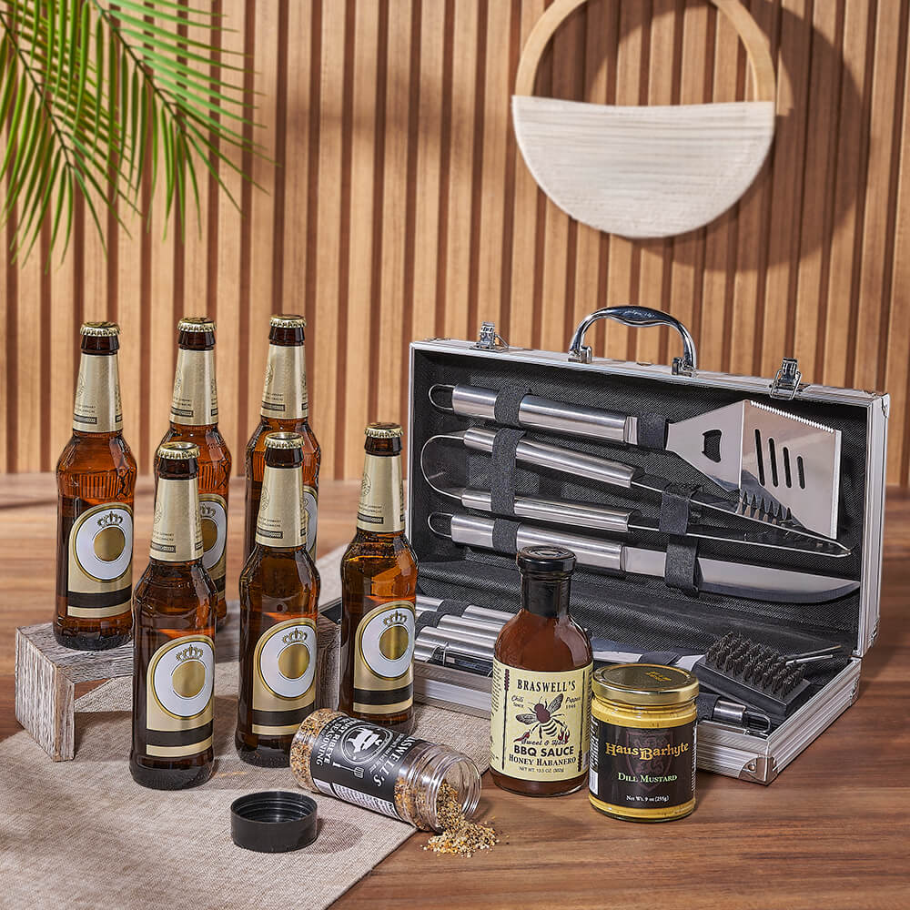 Beer and BBQ Grill Gift Basket – how the gift is presented