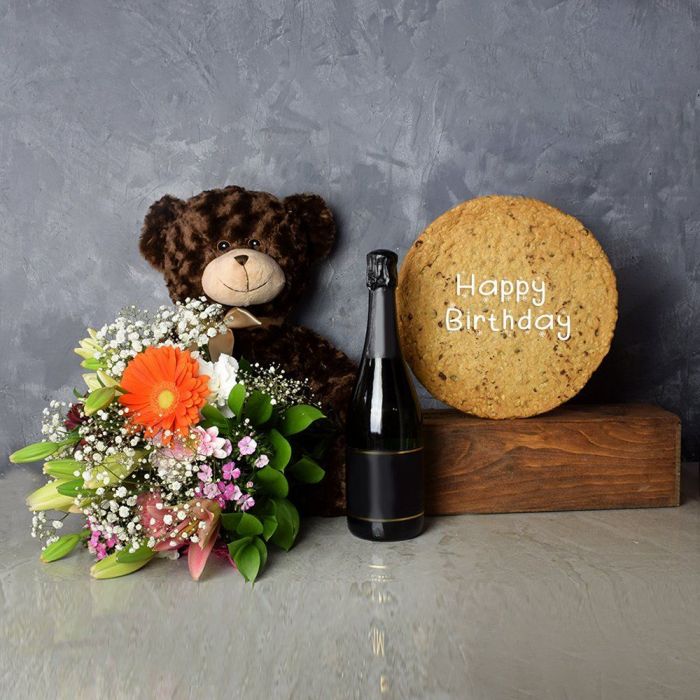 Happy Birthday Cookie & Champagne Gift Set from Los Angeles Baskets - Los Angeles Delivery