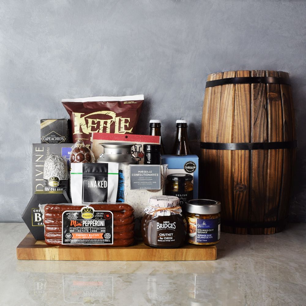 Beer Gift Basket Featuring Sweet Treats – how the gift is presented