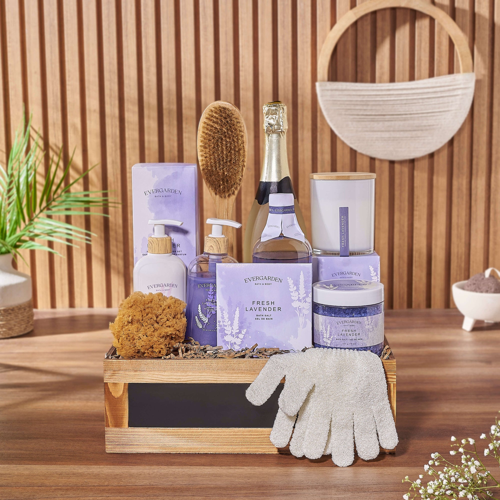 lavender plant gift set Deluxe Lavender & Champagne Spa Gift Set – Champagne gift baskets – Los Angeles delivery