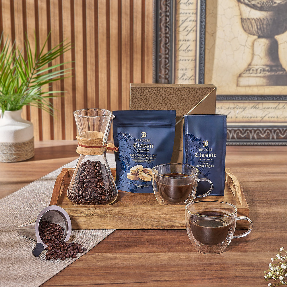 Delight any coffee aficionado with the Forest Hill Coffee &amp; Snack Tray - Los Angeles Baskets