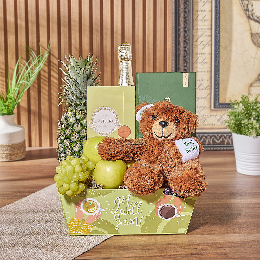 Sparkling Wine Get Well Basket, Los Angeles – how the gift is presented