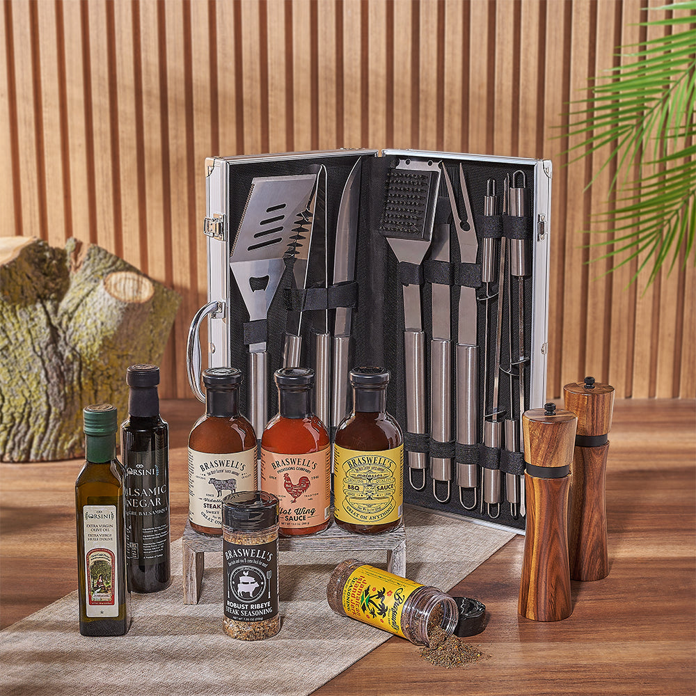 Deluxe Grill Utensil Set Gift Basket – how the gift is presented