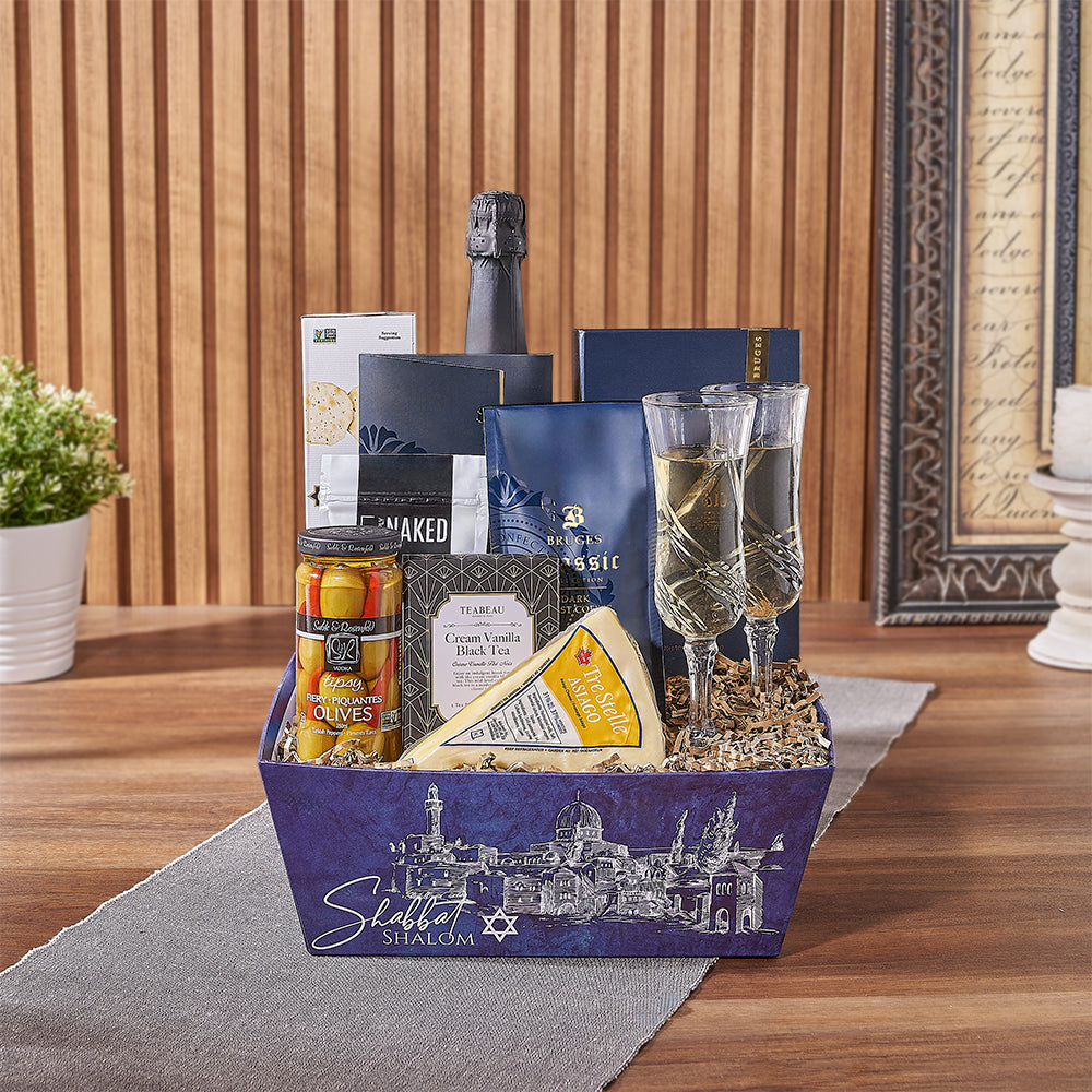 Kosher Champagne &amp; Cheese Basket from Los Angeles Baskets - Champagne Gift Set - Los Angeles Delivery
