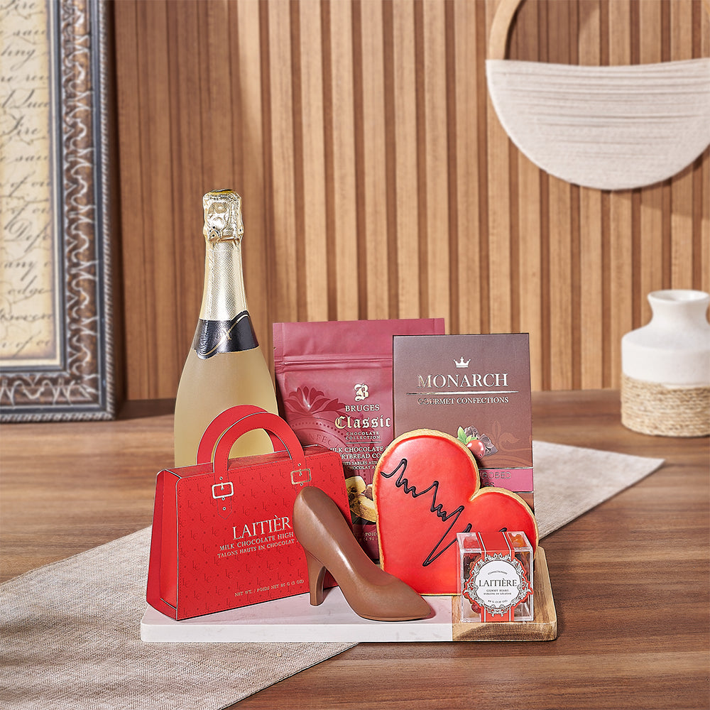 Bubbly &amp; Sweet Valentine's Gift Basket, treat your better half to a delicious treat - Los Angeles Delivery