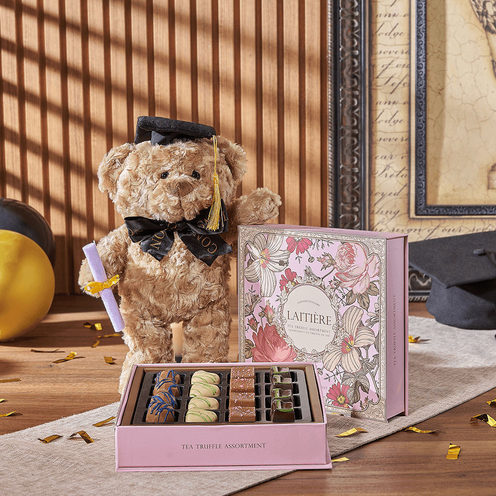 Indulgent Graduation Gift Set, graduation gift, graduation, chocolate gift, chocolate, plush gift, plush, Los Angeles delivery