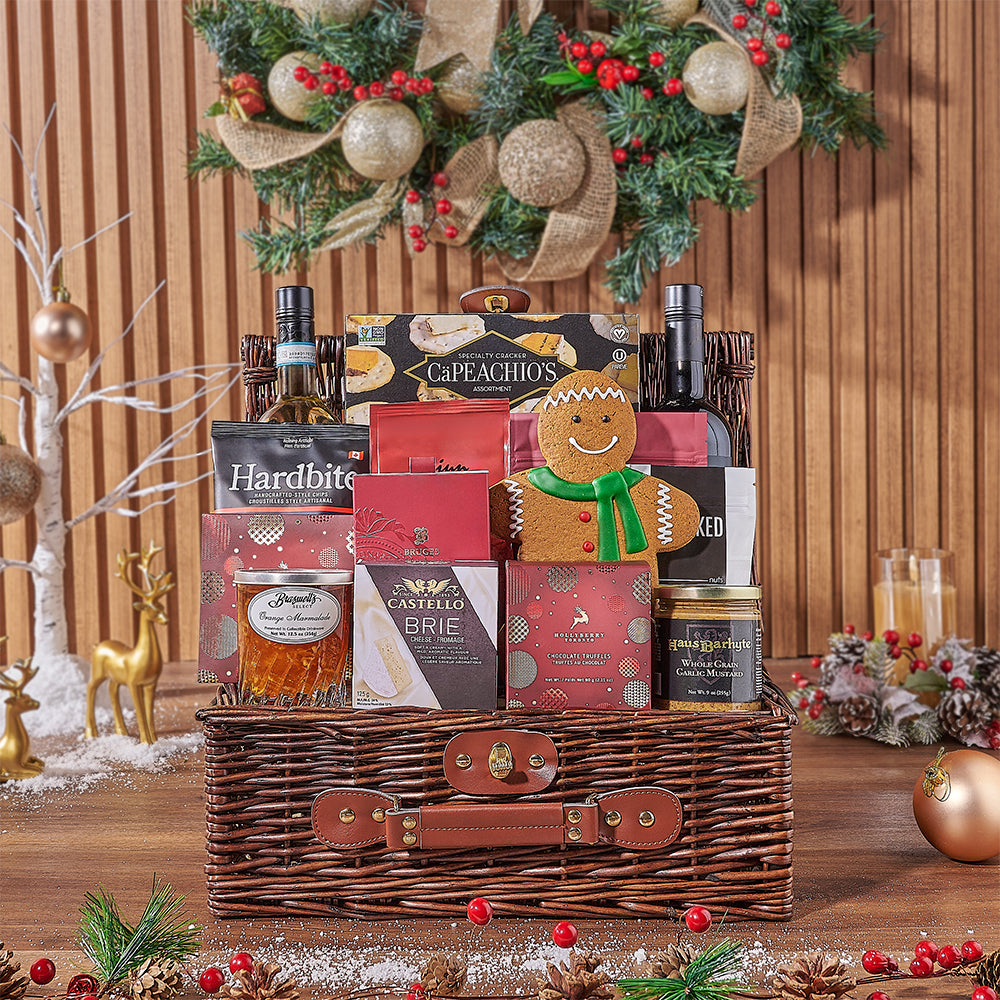 Ample Holiday Wine &amp; Treats Basket, christmas gift, christmas, wine gift, wine, holiday gift, holiday, Los Angeles delivery