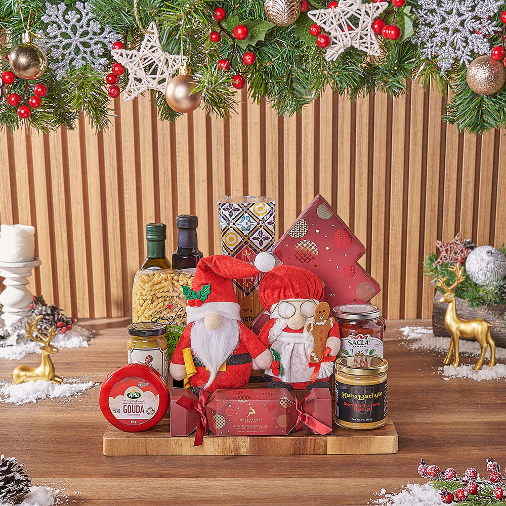Christmas Olive Oil and Cheese Gift – how the gift is presented