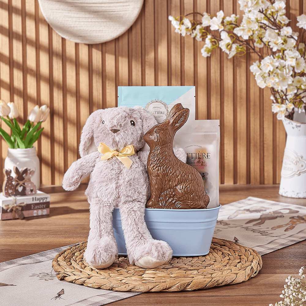 Blue Easter Bunny Gift Basket, chocolate gift, chocolate, easter gift, easter, Los Angeles delivery
