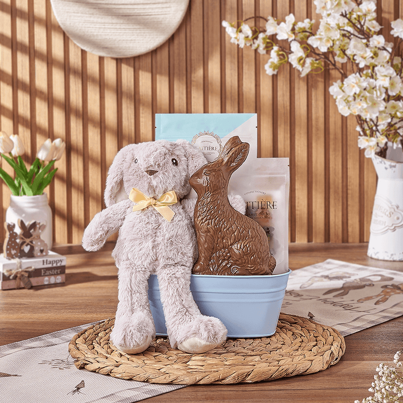 Blue Easter Bunny Gift Basket, chocolate gift, chocolate, easter gift, easter, Los Angeles delivery