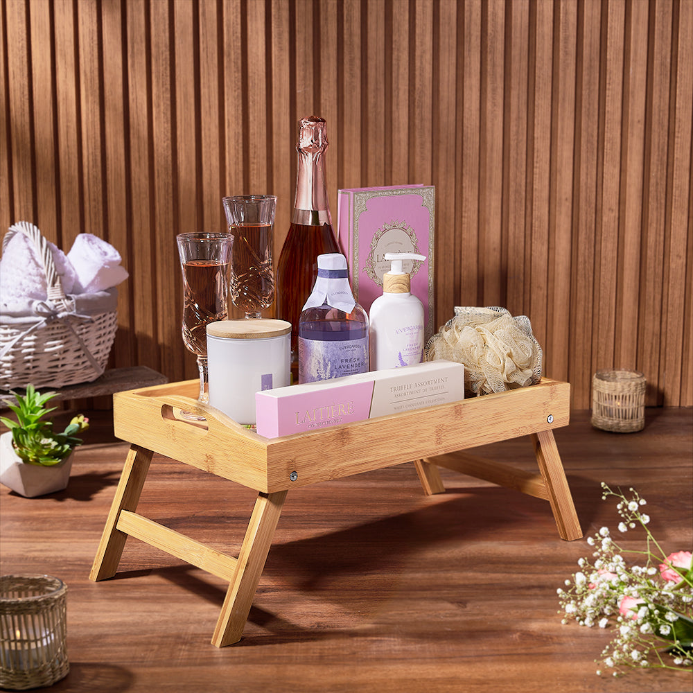 Sparkling Wine and Laitière Chocolate Gift Basket for Mother's Day – how the gift is presented