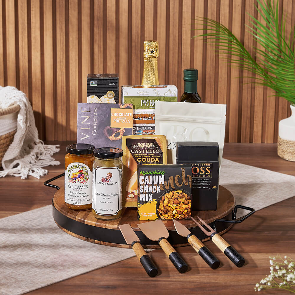 Champagne & Cheese Platter Gift Set – Champagne gift baskets – Los