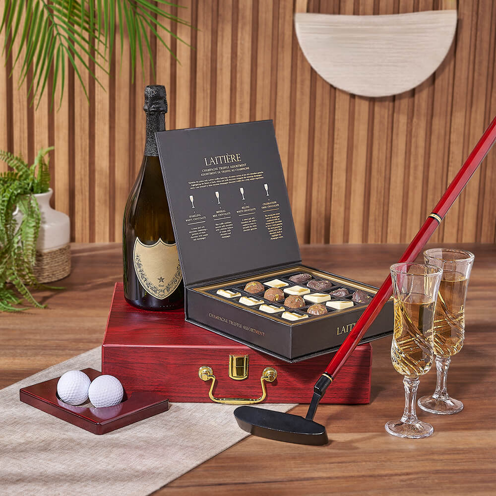 Champagne &amp; Golf Practice Set, champagne gift, champagne, sparkling wine gift, sparkling wine, golf gift, golf, Los Angeles delivery