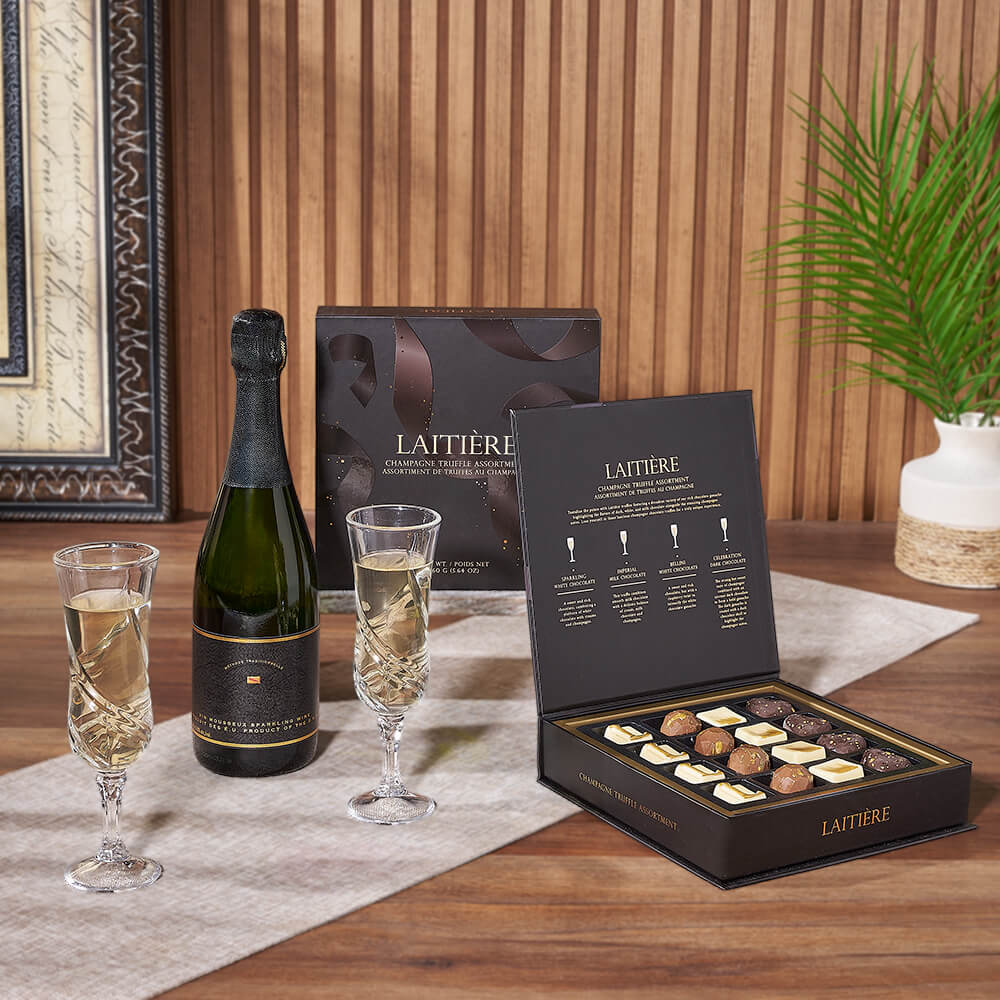 Champagne &amp; Truffles for Two Gift, champagne gift, champagne, sparkling wine gift, sparkling wine, chocolate gift, chocolate, Los Angeles delivery