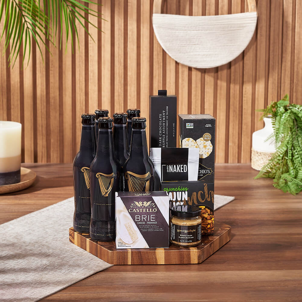 Six Beer and Brie Gift Basket – how the gift is presented