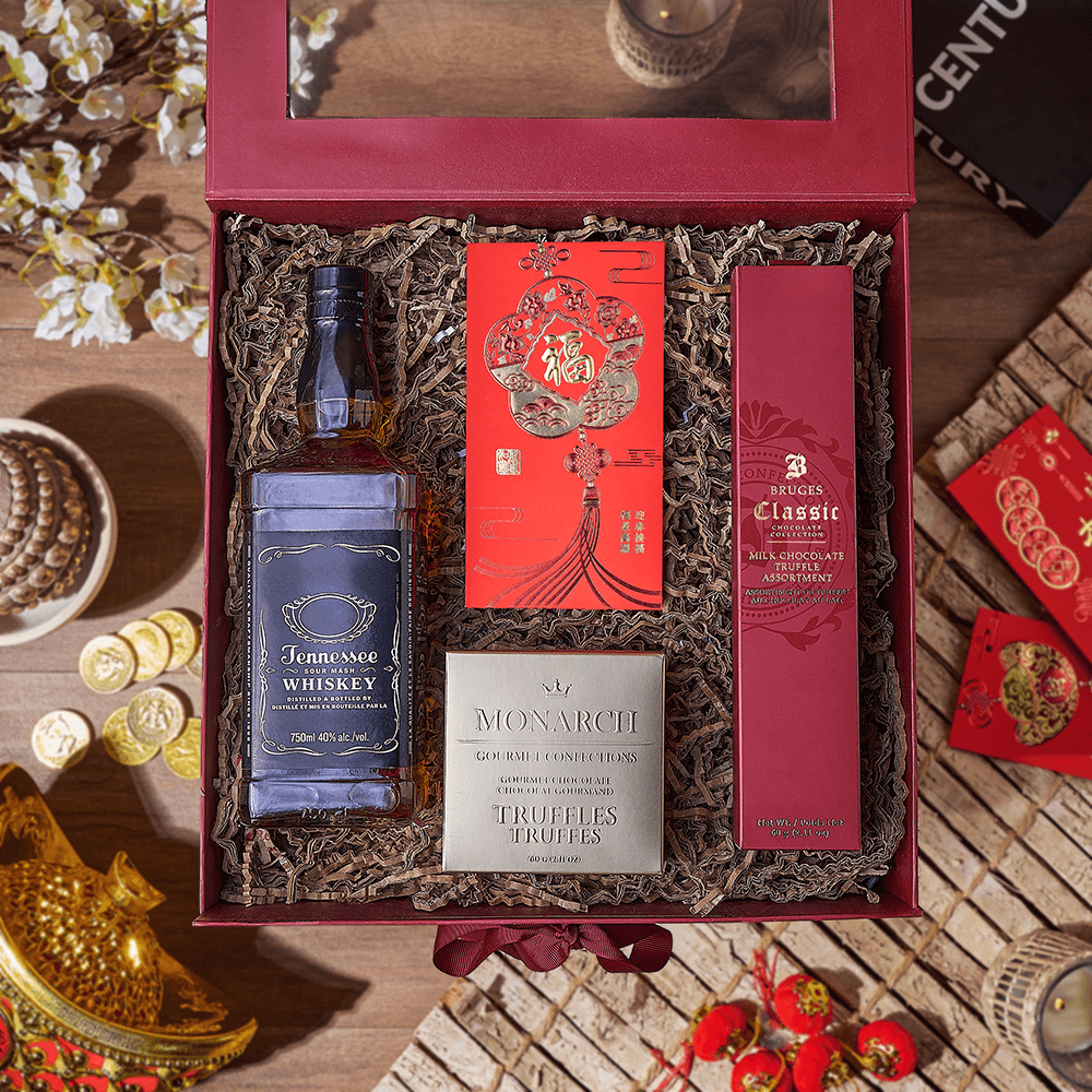 Chinese New Year Spirits & Chocolate Box, chinese new year gift, chinese new year, lunar new year gift, lunar new year, liquor gift, liquor, Los Angeles delivery