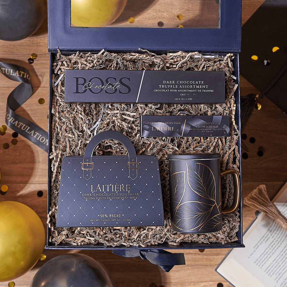 Dark Chocolate Assortment for Graduation – how the gift is presented