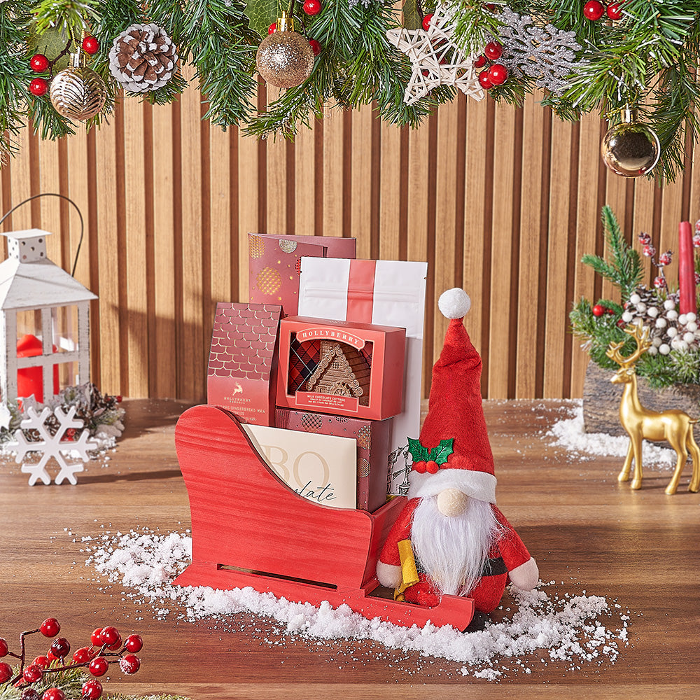 Chocolate Truffles &amp; Christmas Sleigh Basket, christmas gift, christmas, chocolate gift, chocolate, Los Angeles delivery