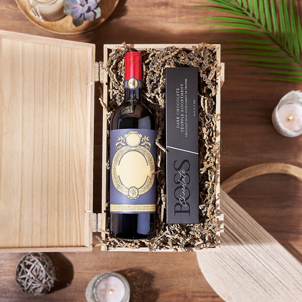 Chocolate &amp; Wine Gourmet Gift Basket, wine gift, wine, chocolate gift, chocolate, Los Angeles delivery