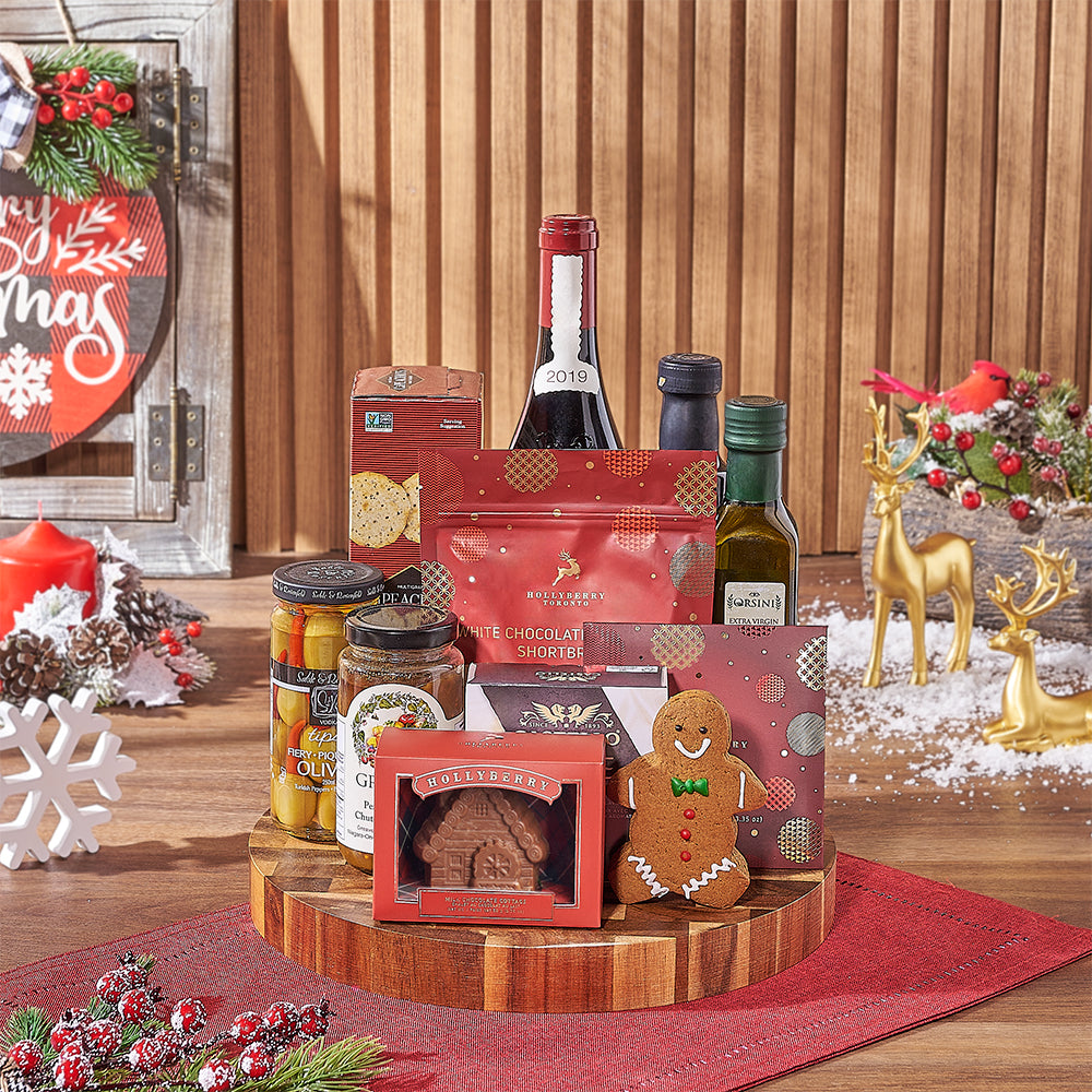 Christmas Chocolate &amp; Wine Gift Board, wine gift, wine, christmas gift, christmas, holiday gift, holiday, Los Angeles delivery