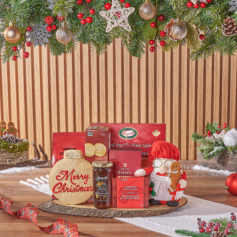 Christmas Smoked Salmon Gift Basket – how the gift is presented