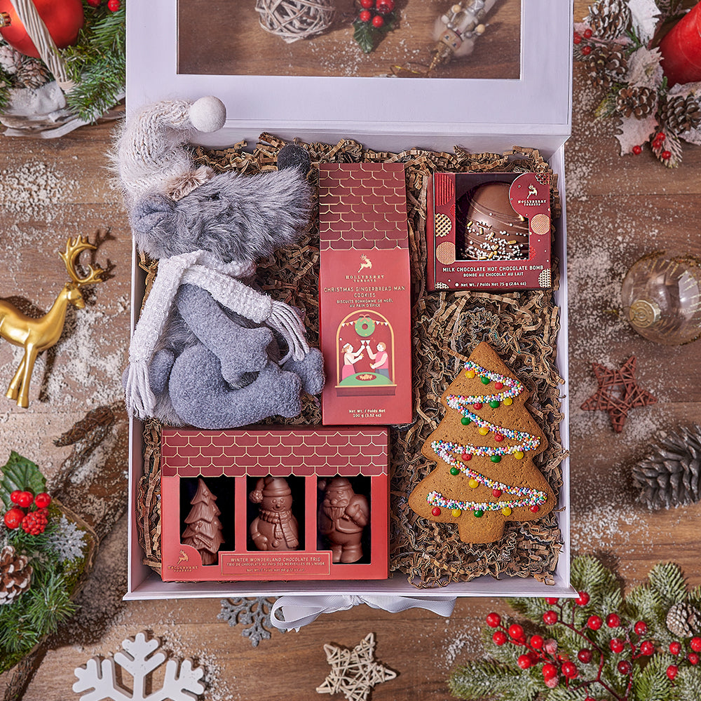 Christmas Hot Cocoa &amp; Treats Basket, christmas gift, christmas, chocolate gift, chocolate, cookie gift, cookie, Los Angeles delivery