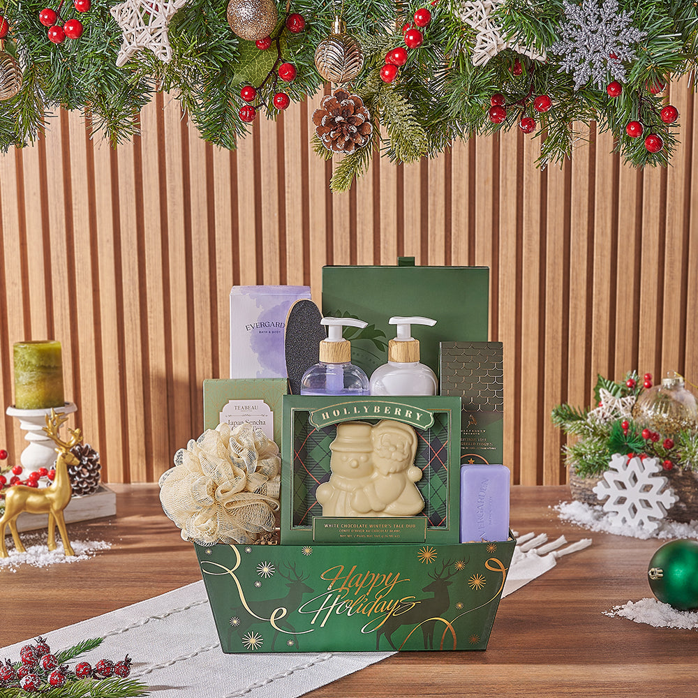 Christmas Relaxation Gift Set, Christmas gift, Christmas, spa gift, spa, chocolate gift, chocolate, tea gift, tea, Los Angeles delivery